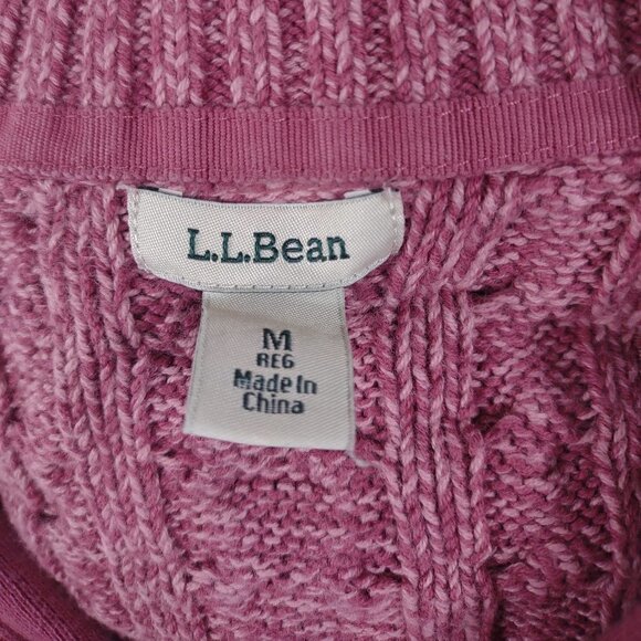 L.L. Bean pink full zip 100% Cotton cable knit fisherman's caridgan women Medium - Picture 7 of 8